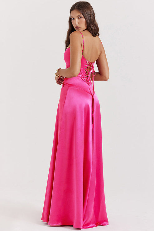 Women Black Tie Lace Up Corset Back Maxi Dress - product image 12