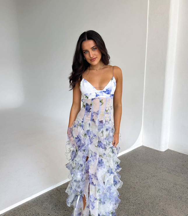 Women Floral Ruffled Spaghetti Strap Maxi Dress - product image 5