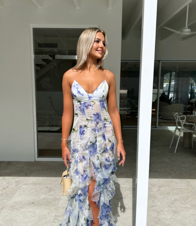 Women Floral Ruffled Spaghetti Strap Maxi Dress - product image 8