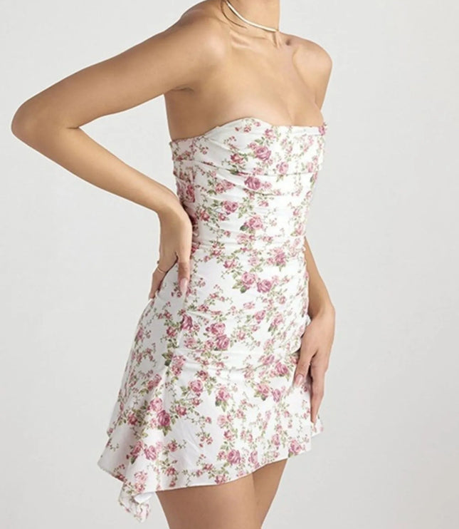 Women Floral Strapless Ruched Mini Dress - product image 4