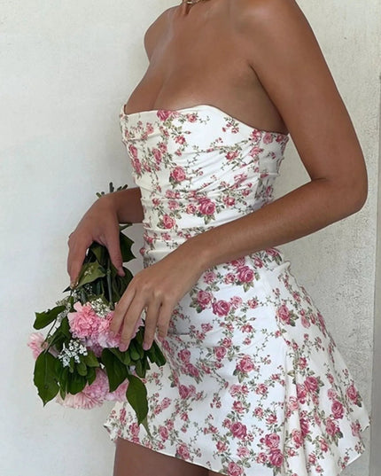 Women Floral Strapless Ruched Mini Dress - product image 6