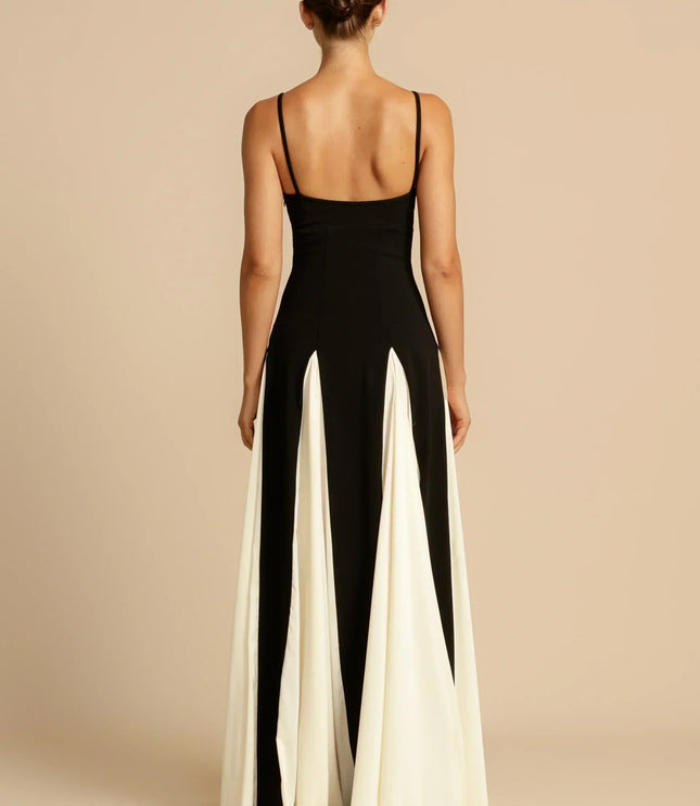 Women Formal Black White Panel Sweetheart Maxi Dress - product image 5