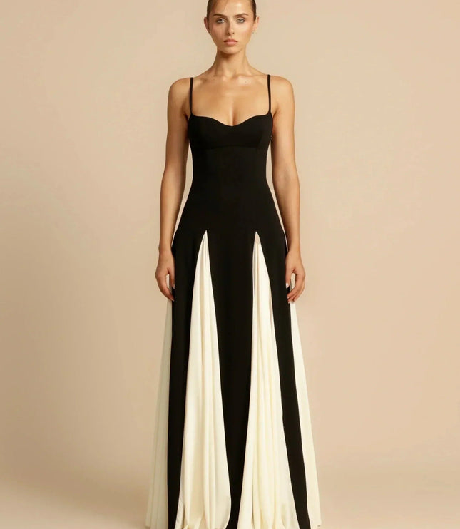 Women Formal Black White Panel Sweetheart Maxi Dress - product image 1