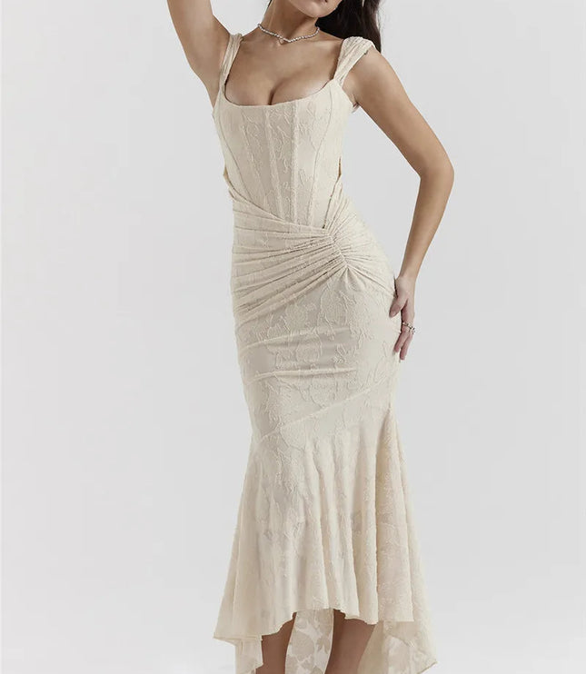 Women Formal Pink Square Neck Ruched Maxi Dress - product image 8