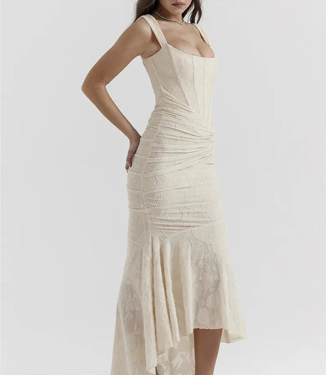 Women Formal Pink Square Neck Ruched Maxi Dress - product image 10