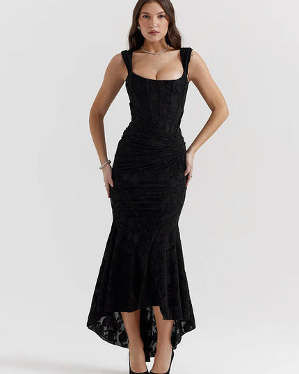 Women Formal Pink Square Neck Ruched Maxi Dress - product image 12
