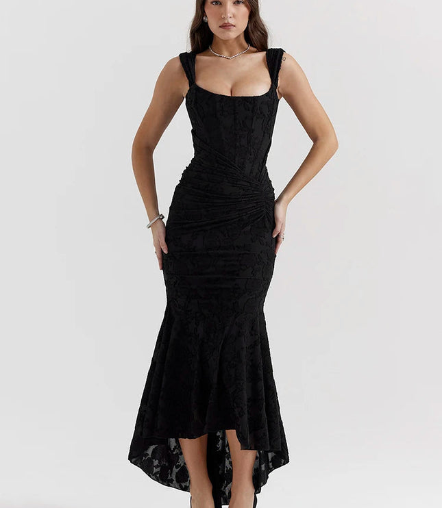 Women Formal Pink Square Neck Ruched Maxi Dress - product image 12