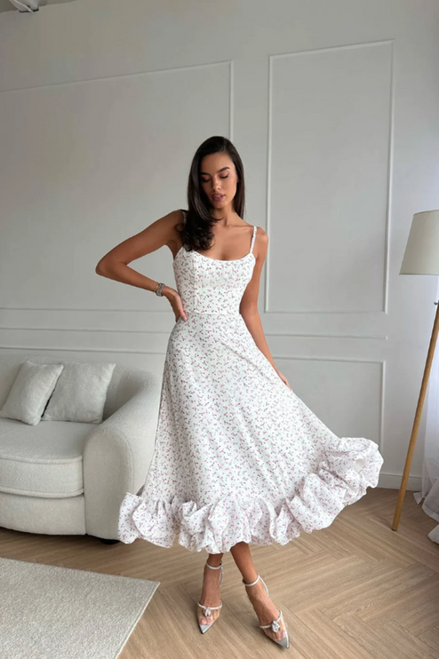 Women Graduation Scoop Neck Flounce Midi Dress - product image 13