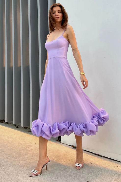 Women Graduation Scoop Neck Flounce Midi Dress - product image 3
