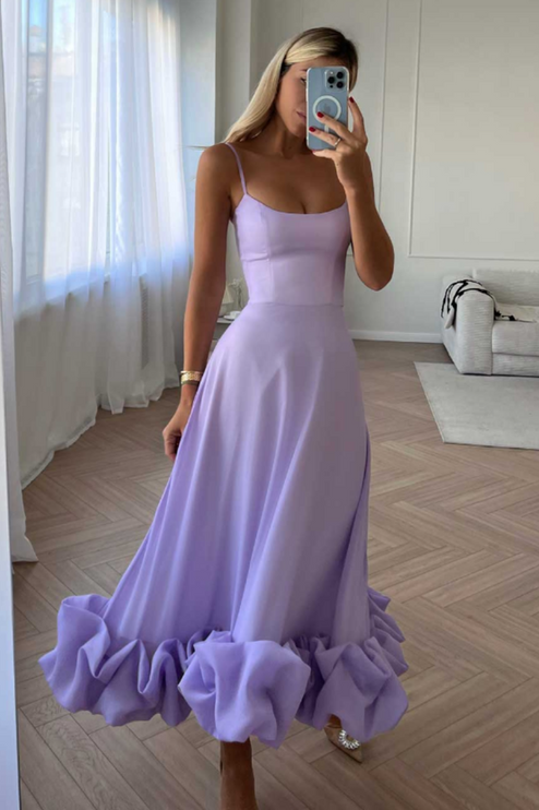 Women Graduation Scoop Neck Flounce Midi Dress - product image 4