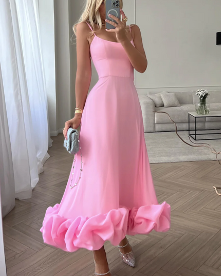 Women Graduation Scoop Neck Flounce Midi Dress - product image 5