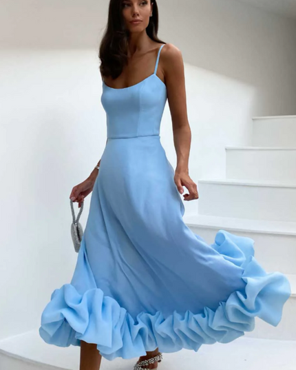 Women Graduation Scoop Neck Flounce Midi Dress - product image 8