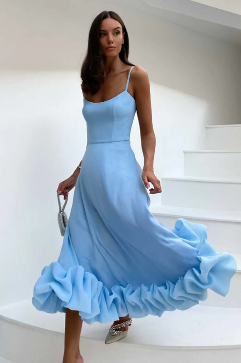 Women Graduation Scoop Neck Flounce Midi Dress - product image 8