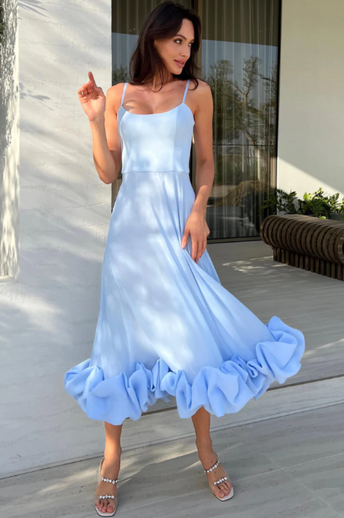 Women Graduation Scoop Neck Flounce Midi Dress - product image 9