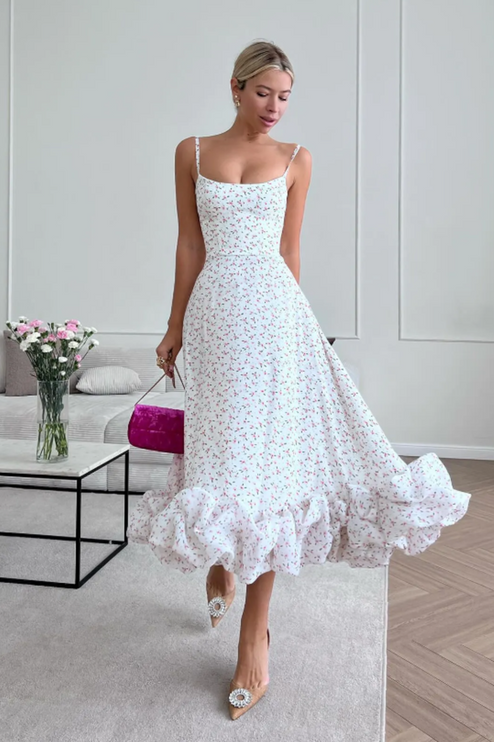 Women Graduation Scoop Neck Flounce Midi Dress - product image 11