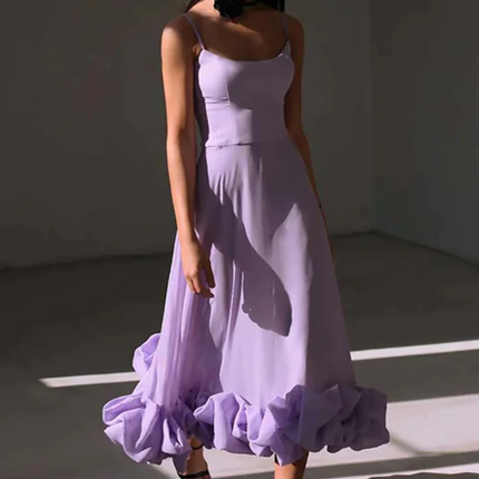 Women Graduation Scoop Neck Flounce Midi Dress - product image 1