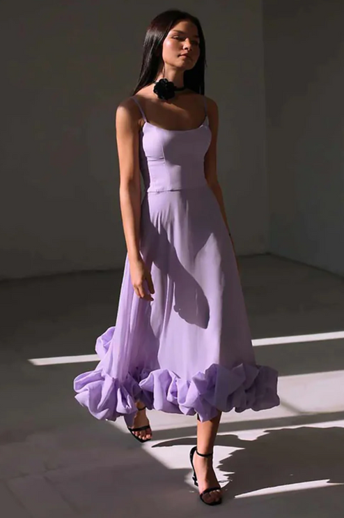 Women Graduation Scoop Neck Flounce Midi Dress - product image 1