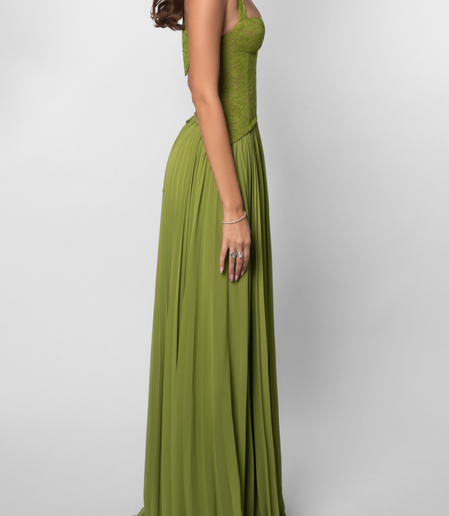 Women Halter Floral Lace Corset Pleated Maxi Dress - product image 3