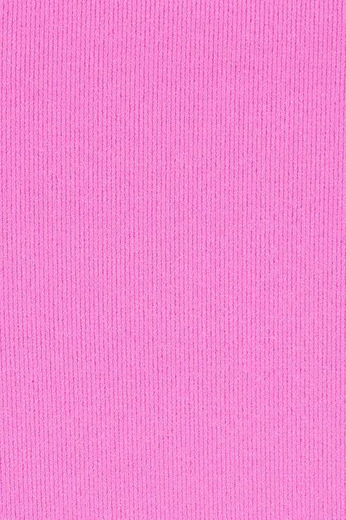 Close-up of the bright pink fabric texture of the women's mini slip dress, showing fine vertical ribbing.