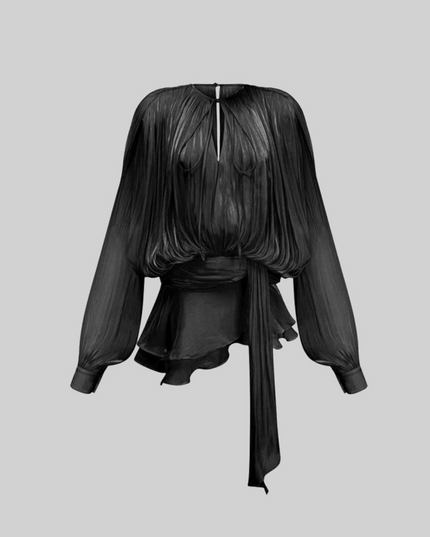 Women Long Sleeve Tie Waist Ruffled Mini Dress - product image 8