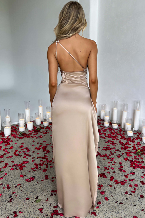 Women One Shoulder Draped Satin Maxi Dress - product image 5