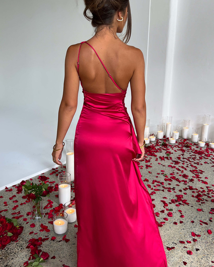 Women One Shoulder Draped Satin Maxi Dress - product image 12