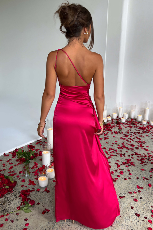 Women One Shoulder Draped Satin Maxi Dress - product image 12