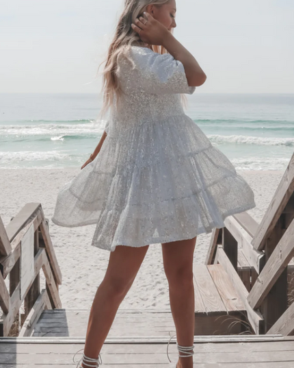 Women Sequin Tiered Round Neck Mini Dress - product image 6