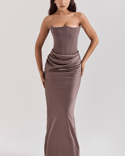 Women Strapless Corset Draped Maxi Dress - product image 4