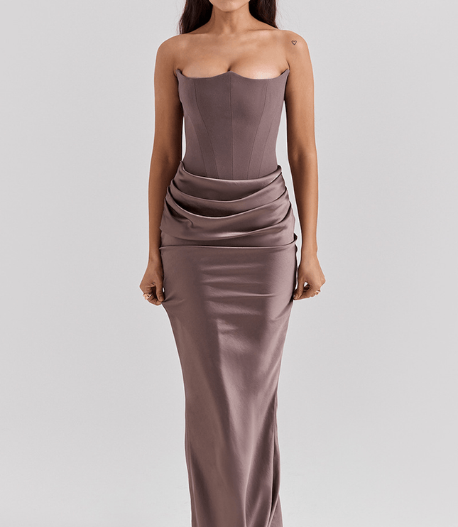 Women Strapless Corset Draped Maxi Dress - product image 5