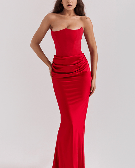 Women Strapless Corset Draped Maxi Dress - product image 6