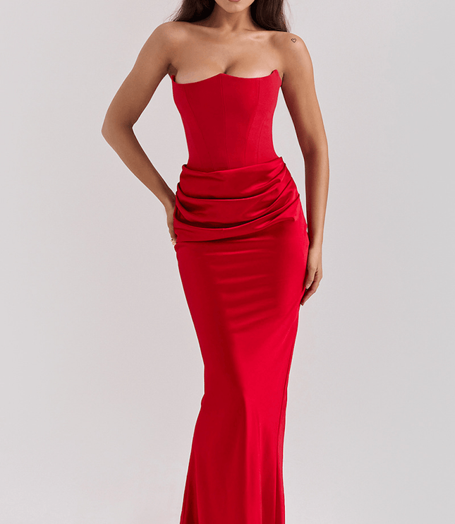 Women Strapless Corset Draped Maxi Dress - product image 6