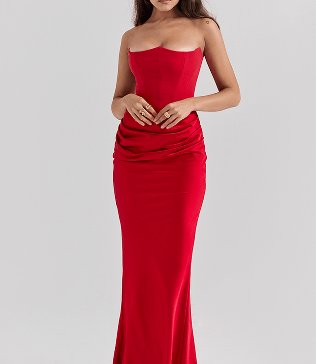 Women Strapless Corset Draped Maxi Dress - product image 7