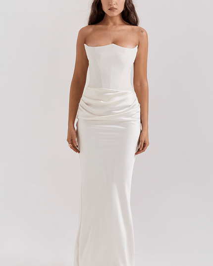 Women Strapless Corset Draped Maxi Dress - product image 9