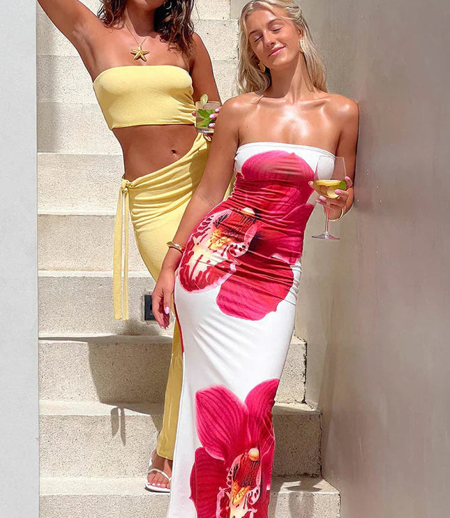 Women Strapless Floral Print Maxi Dress - product image 11