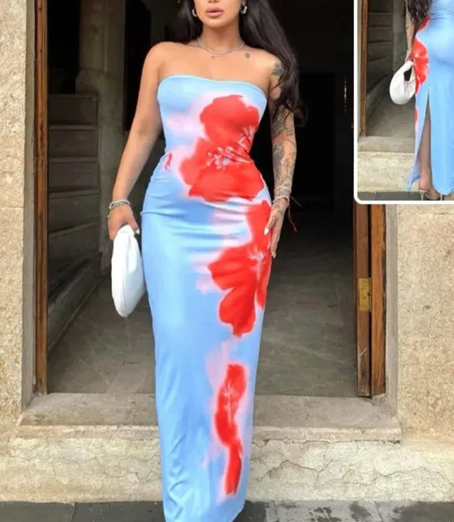Women Strapless Floral Print Maxi Dress - product image 15