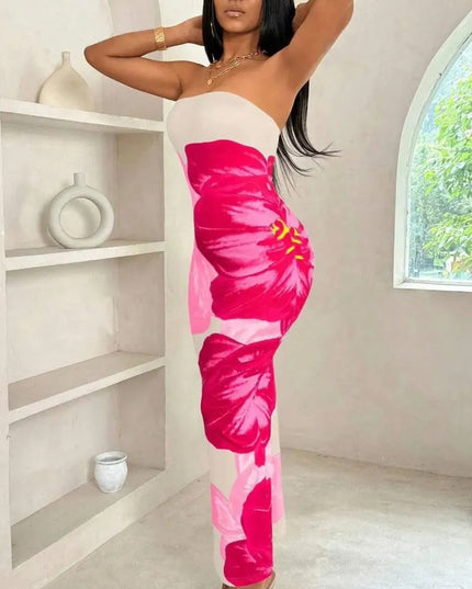 Women Strapless Floral Print Maxi Dress - product image 16