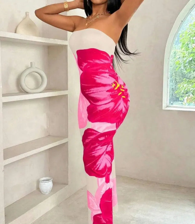 Women Strapless Floral Print Maxi Dress - product image 16