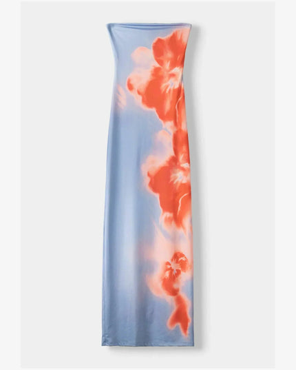 Women Strapless Printed Side Slit Maxi Dress - product image 6