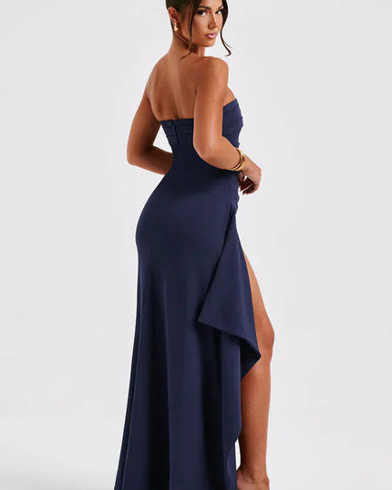 Women Strapless Side Split Ruched Maxi Dress - product image 5
