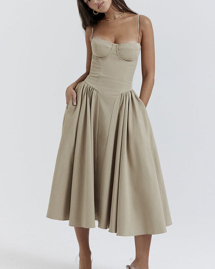 Women Sweetheart Neck Midi Dress with Side Pockets Midi Dress - product image 10