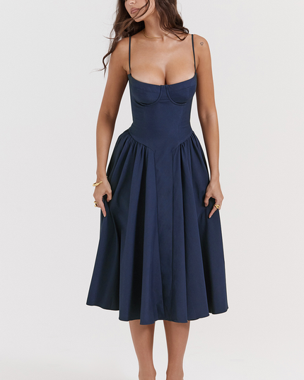 Women Sweetheart Neck Midi Dress with Side Pockets Midi Dress - product image 2