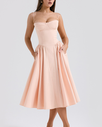 Women Sweetheart Neck Midi Dress with Side Pockets Midi Dress - product image 27