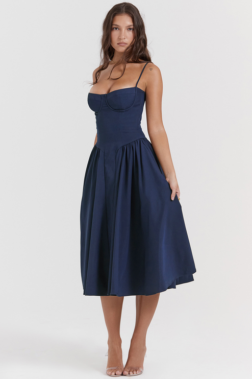 Women Sweetheart Neck Midi Dress with Side Pockets Midi Dress - product image 3