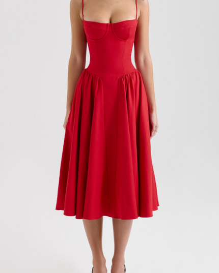 Women Sweetheart Neck Midi Dress with Side Pockets Midi Dress - product image 31