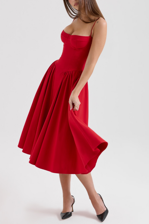 Women Sweetheart Neck Midi Dress with Side Pockets Midi Dress - product image 32