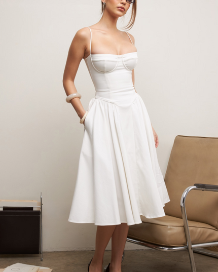 Women Sweetheart Neck Midi Dress with Side Pockets Midi Dress - product image 35