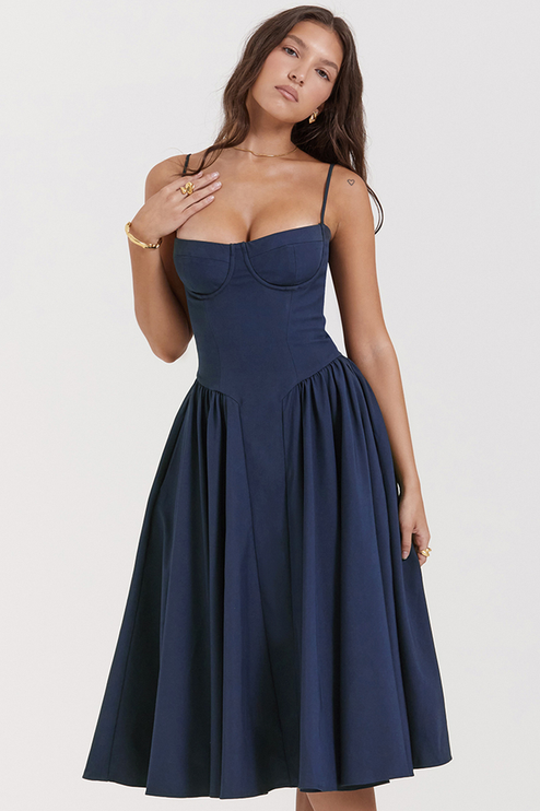 Women Sweetheart Neck Midi Dress with Side Pockets Midi Dress - product image 6