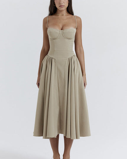 Women Sweetheart Neck Midi Dress with Side Pockets Midi Dress - product image 9