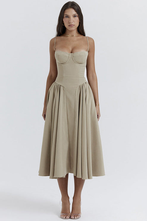 Women Sweetheart Neck Midi Dress with Side Pockets Midi Dress - product image 9